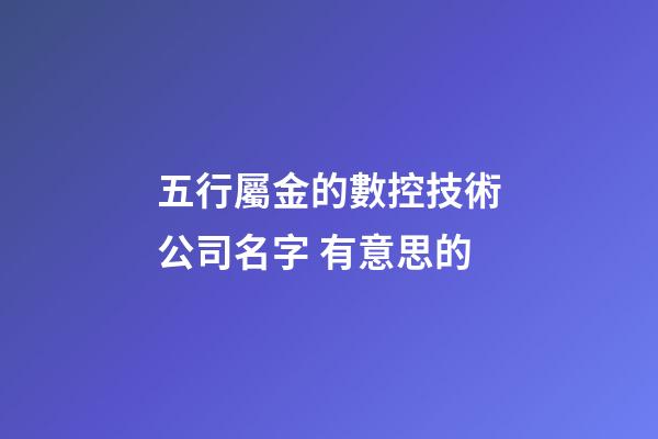 五行屬金的數控技術公司名字 有意思的-第1張-公司起名-玄機派